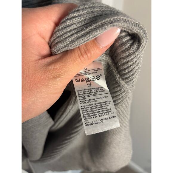 Banana Republic Gray Mock Neck Sweater Ribbed Knit Pullover Women’s Medium - Picture 3 of 4